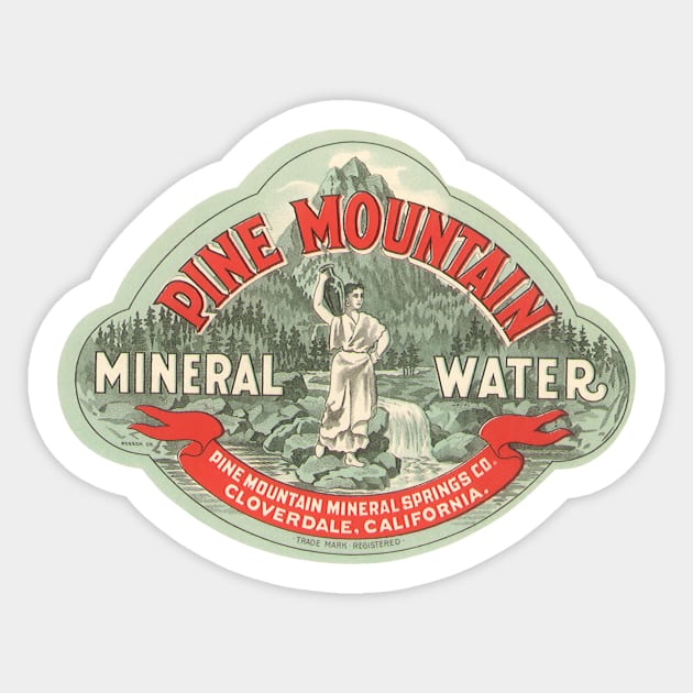 Vintage Pine Mountain Mineral Water Label Sticker by MasterpieceCafe